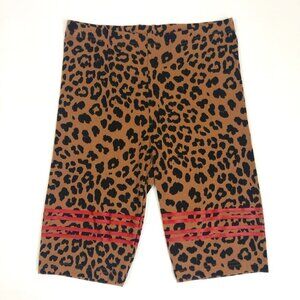 NWOT Flirtitude Bike Shorts Womens M Brown Black Red Leopard Animal Print Sporty